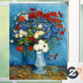 Van Gogh Vase mit Kornblumen und Pflaumen Fensteraufkleber (Zuhause)