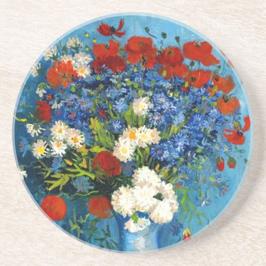 Van Gogh Vase mit Kornblumen und Pflaumen Getränkeuntersetzer (Vorne)