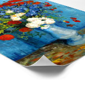 Van Gogh Vase mit Kornblumen und Pflaumen Poster (Ecke)