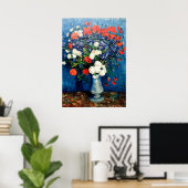 Van Gogh - Vase mit Kornblumen und Pflaumen Poster (Heimbüro)