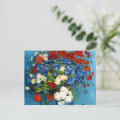 Van Gogh Vase mit Kornblumen und Pflaumen Postkarte (Stehend Vorderseite)