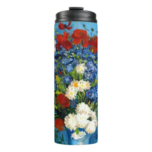 Van Gogh Vase mit Kornblumen und Pflaumen Thermosbecher (Vorderseite)