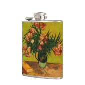 Van Gogh Vase mit Oleandern und Büchern Blumenkuns Flachmann (Links)