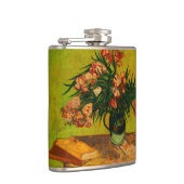 Van Gogh Vase mit Oleandern und Büchern Blumenkuns Flachmann (Rechts)