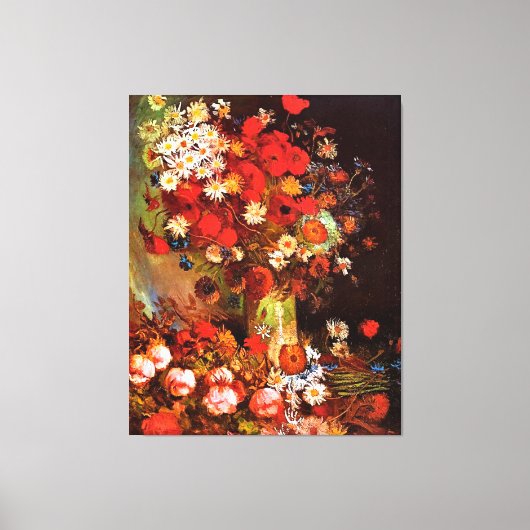 Van Gogh - Vase mit Pflücken, Kornblumen, Peonies Leinwanddruck (Vorderseite)