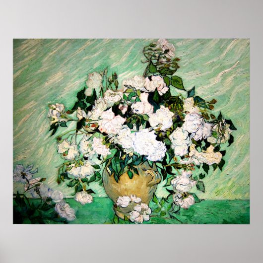 Van Gogh Vase mit Pink Roses Poster (Vorne)