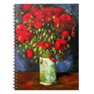 Van Gogh Vase mit Red Poppies Notebook Notizblock