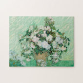 Van Gogh Vase mit rosa Rosen Blume Malerei Puzzle (Horizontal)