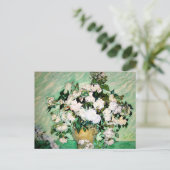 Van Gogh Vase mit rosa Rosen Postkarte (Stehend Vorderseite)