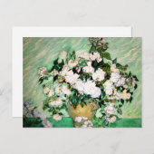 Van Gogh Vase mit rosa Rosen Postkarte (Vorne/Hinten)