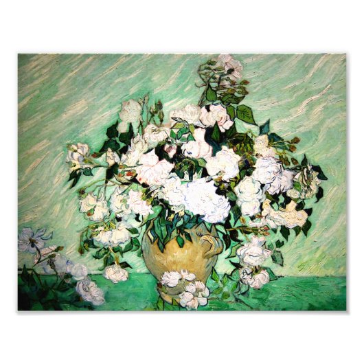 Van Gogh Vase mit rosa Rosen Print Fotodruck (Vorne)