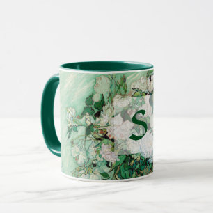 Van Gogh Vase mit rosa Rosen Vintag Art Monogramm Tasse