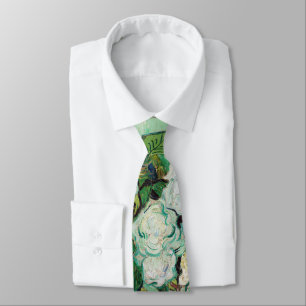 Van Gogh Vase mit rosa Rosen Vintage Blumenkunst Krawatte