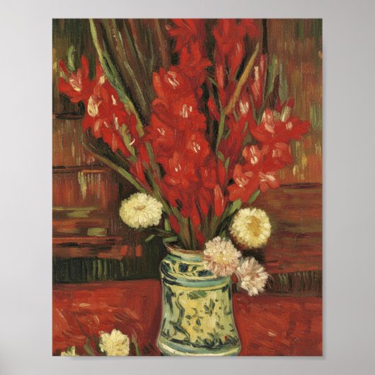 Van Gogh-Vase mit roten Gladiolen Poster (Vorne)
