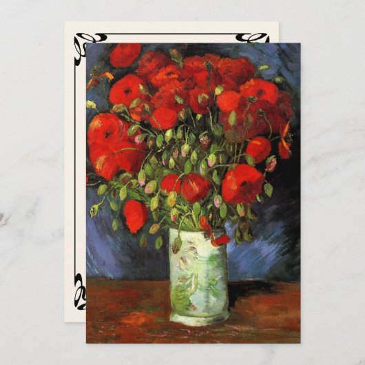 Van Gogh Vase mit roten Papi, Hochzeit Einladung (Vorne/Hinten)