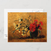 Van Gogh - Vase mit roten und weißen Nelken Postkarte (Vorne/Hinten)