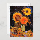 Van Gogh - Vase mit sechs Sonnenblumen Postkarte (Vorne/Hinten)