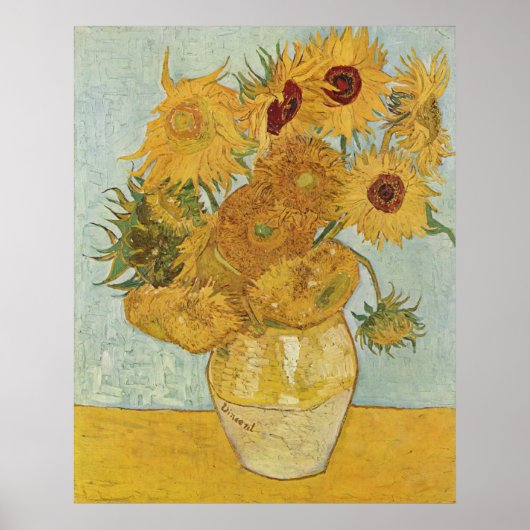 van Gogh - Vase mit zwölf Sonnenblumen (1888) Poster (Vorne)