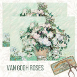 VAN GOGH VASE OF WHITE AND PINK ROSES SEIDENPAPIER<br><div class="desc">Das größere von zwei schönen Stillleben Gemälden von Vincent Van Gogh aus weißen Rosen in einer Vase.</div>