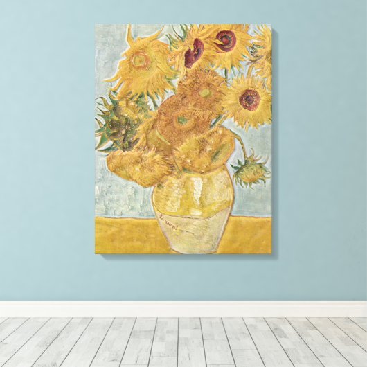 Van Gogh - Vase Twelve Sunflowers Leinwanddruck (Insitu (Holzboden))
