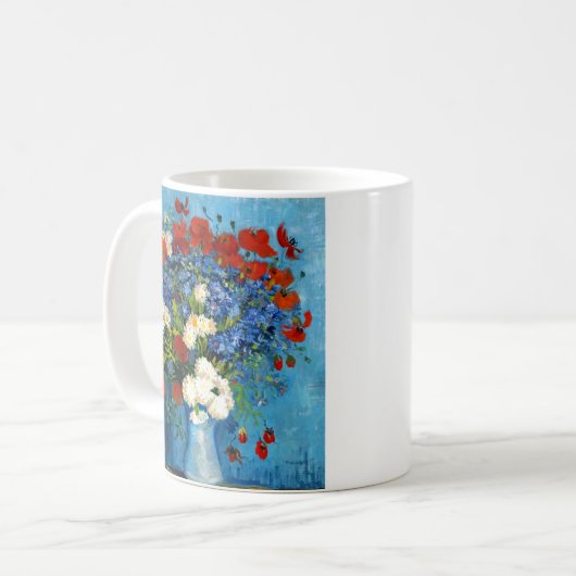 Van Gogh Vase with Cornflowers and Poppies Kaffeetasse (Vorderseite Links)