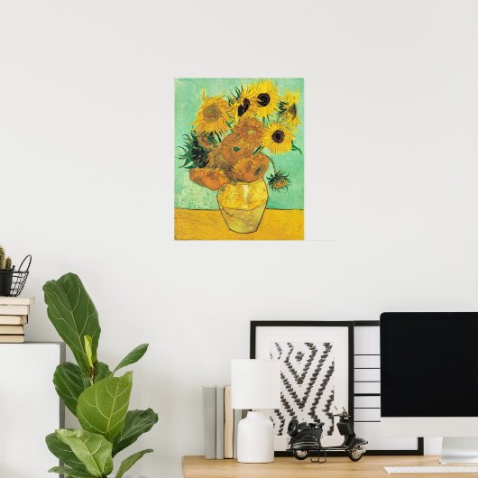 Van Gogh - Vasen mit 12 Sonnenblumen Poster (Heimbüro)