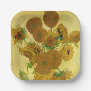 Van Gogh - Vasen mit 15 Sonnenblumen Pappteller