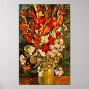 Van Gogh Vasen mit Gladiolen und Nelken  Poster