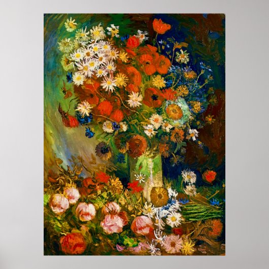 Van Gogh Vasen mit Kornblumen und Mohn Poster (Vorne)