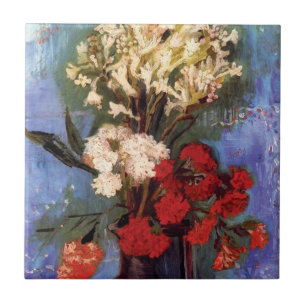 Van Gogh - Vasen mit Nelken und anderen Blumen Fliese