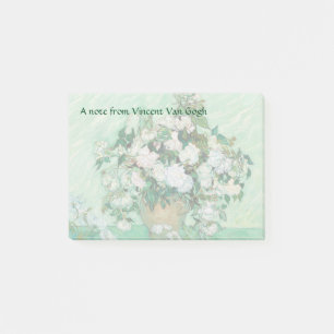 Van Gogh Vasen mit rosa Rosen Vintage Blumen Kunst Post-it Klebezettel