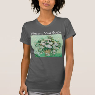 Van Gogh Vasen mit rosa Rosen Vintage Blumen Kunst T-Shirt