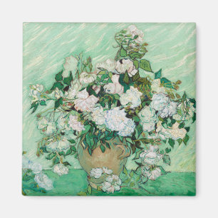 Van Gogh Vasen mit rosa Rosen Vintage-Blumenkunst Magnet