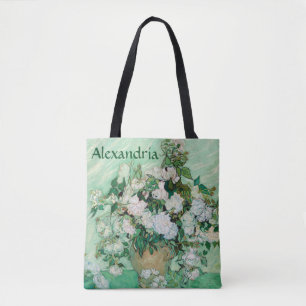 Van Gogh Vasen mit rosa Rosen Vintage-Blumenkunst Tasche