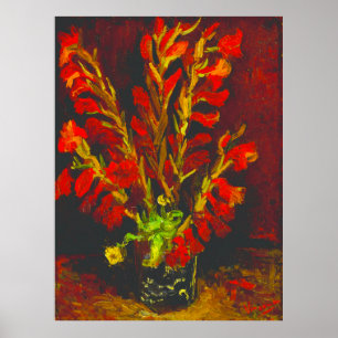 Van Gogh Vasen mit roten Gladiolen Poster