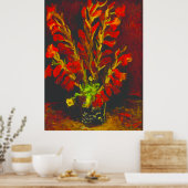 Van Gogh Vasen mit roten Gladiolen Poster (Küche)