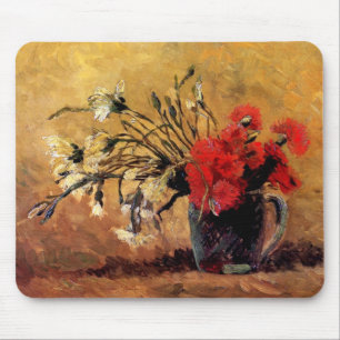 Van Gogh - Vasen mit roten und weißen Nelken Mousepad