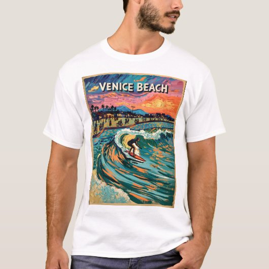 Van Gogh Venice Beach Surf T-Shirt (Vorderseite)