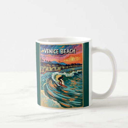 Van Gogh Venice Beach Surfing California Retro Kaffeetasse (Rechts)