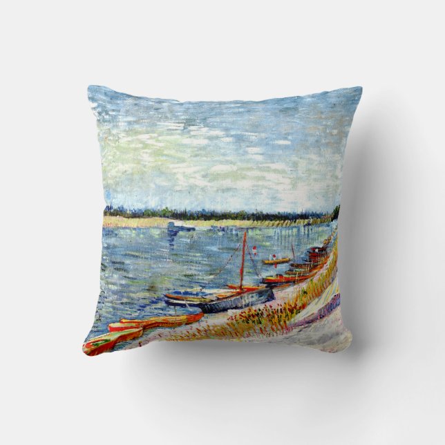 Van Gogh - Vertäute Boote, Kissen (Rückseite)