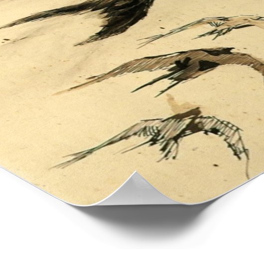 Van Gogh - Vier Swifts mit Landschaftsskizzen Poster (Ecke)