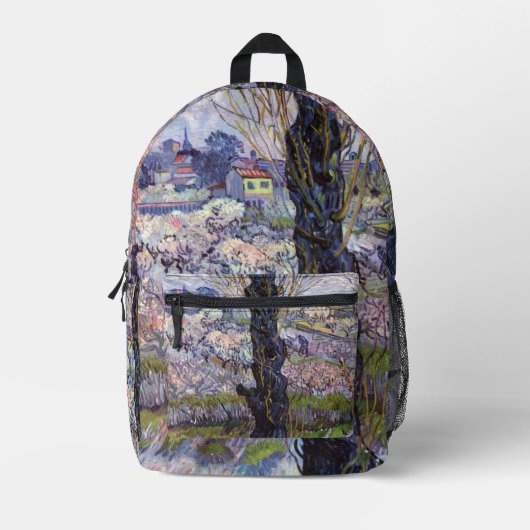 Van Gogh View Arles Blühender Garten Bedruckter Rucksack (Vorderseite)