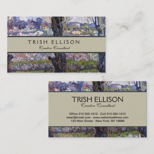 Van Gogh View Arles Blühender Garten Visitenkarte (Vorne/Hinten)