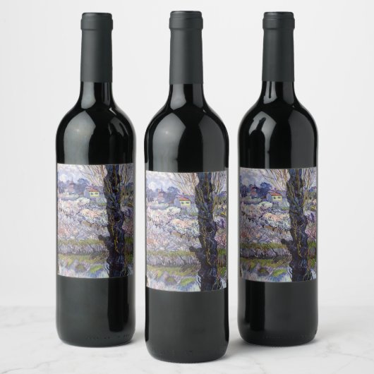 Van Gogh View Arles Blühender Garten Weinetikett (Flaschen)