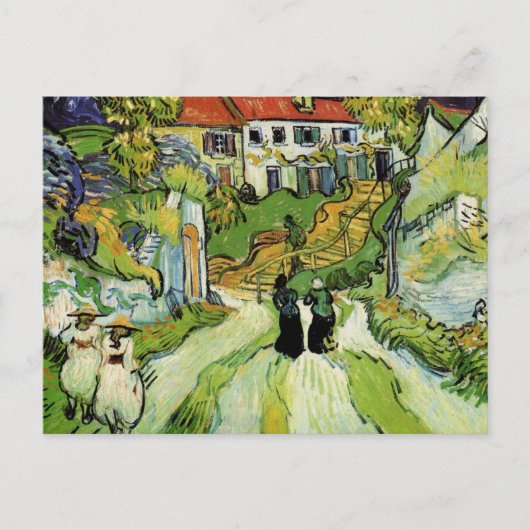 Van Gogh Village Street and Steps Auvers, Figures Postkarte (Vorderseite)