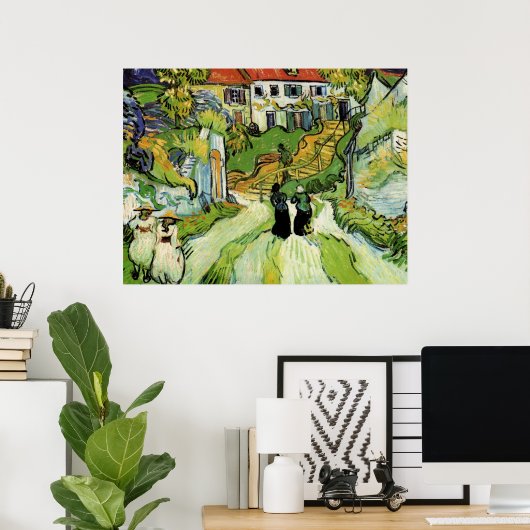 Van Gogh - Village Street and Steps in Auvers Poster (Heimbüro)