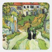 Van Gogh - Village Street and Steps in Auvers Quadratischer Aufkleber (Vorderseite)