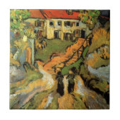 Van Gogh Village Street und Steps Auvers, Figures Fliese (Vorderseite)