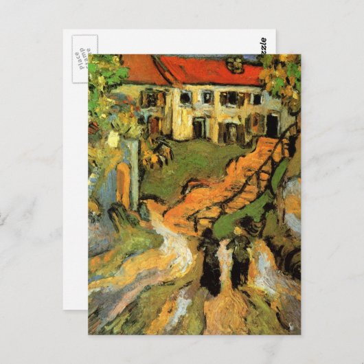 Van Gogh Village Street und Steps Auvers, Figures Postkarte (Vorne/Hinten)