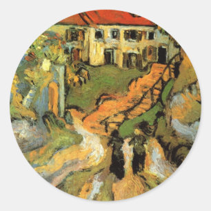 Van Gogh Village Street und Steps Auvers, Figures Runder Aufkleber
